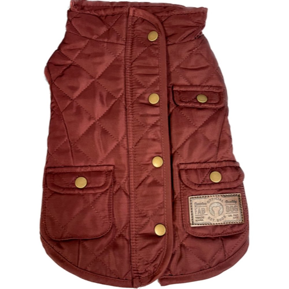 Fab Dog Quilted Barn Dog Coat - Size 10 - Brand New with Tags BURGUNDY